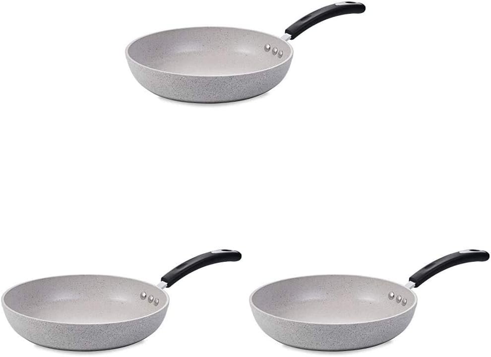 Stone Earth Frying Pan Set by Ozeri (8", 10", 12"), Warm Alabaster