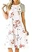 Major Wong Women's Summer Casual Crewneck Short Sleeve Floral Print A-line Loose T shirt Dresses Tunic Midi Dress