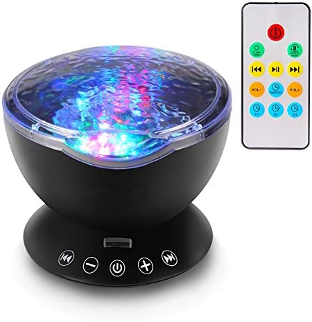 YRLED Ocean Wave Music Projector LED Night Light ,Built in High Power Speaker with 7 Color Changing Modes ,Black