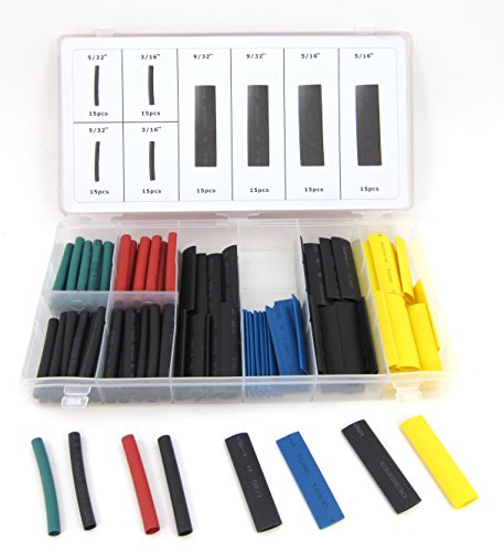 Elitexion 120 Pc Heat Shrink Wire Wrap Assortment Set Tubing Electrical Connection Cable