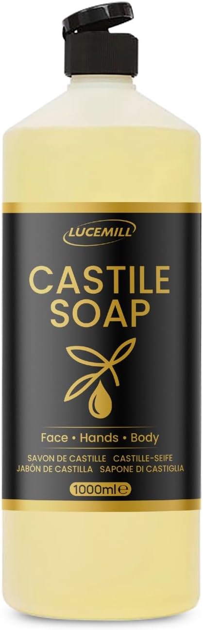 Lucemill Organic Castile Liquid Soap 1L Pure Natural Gentle Skin Body Wash