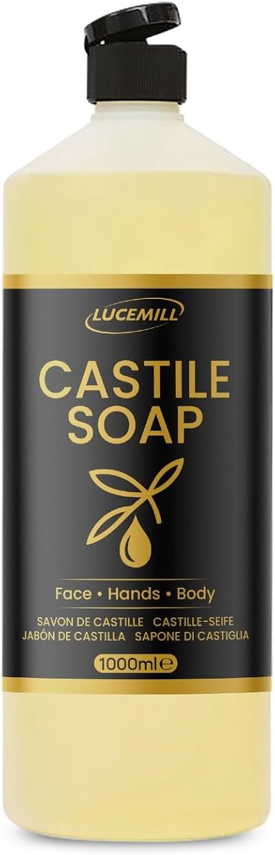 Lucemill Organic Castile Liquid Soap 1L Pure Natural Gentle Skin Body Wash