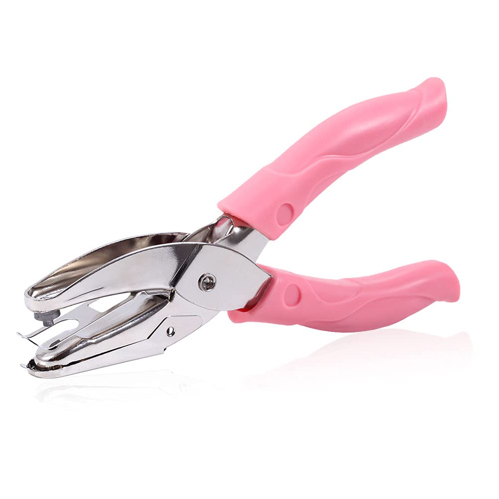 SPEEDWOX Middle Circle Shaped Paper Punch Hole Puncher with Soft Pink Grip Single Handheld Tools Puncher for DIY Arts Craft 6 Inches