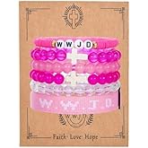 QRH Christian Cross WWJD Bracelet Set WWJD Braided Rope Bracelet Cross Crystal Beads Stretch Bracelets Religious Christian What Would Jesus Do Handmade Woven Wristbands Bracelet