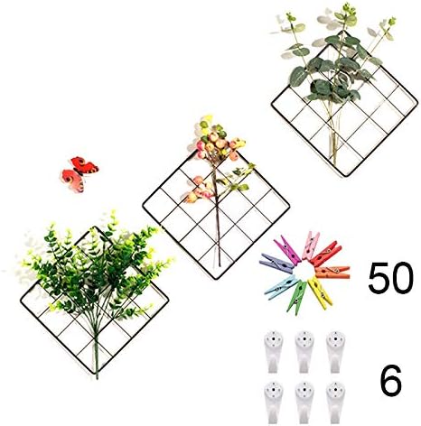 Small Size Multifunction Photo Display Metal Mesh Wire Grid Panel with 20 Clip for Collage Artworks, Pictures Hanging, Decor Frame - 3 SET