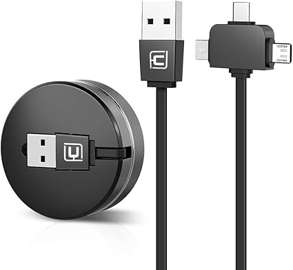 Amazon Co Jp Cafele 3in1 充電ケーブル 巻き取り式 Usb Type Cケーブル 長さ1m データ転送ケーブル ブラック 家電 カメラ