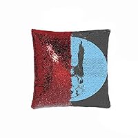 HXIYI Decorative Pillow Case Paillette Throw Mermaid Sequins Cushion Covers 18"x18" (Silver and red), Funny Squirrel with Glasses Grunge Stains Portrait