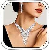 Gangel Silver Wedding Jewelry Sets Rhinestone Earring Necklace Set Crystal Necklaces Earrings Formal Prom Accessories for Women