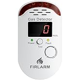 Firlarm Gas Leak Detector for Home, Plug-in Natural Gas Detector for Propane, Methane, Butane, LPG, Combustible Gas Alarm Monitor with LED Digital, Audible and Visual Alert, for Kitchen, RV, Garage