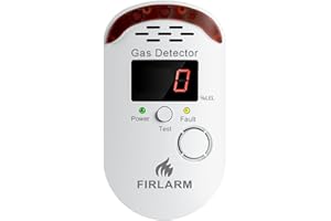Firlarm Gas Leak Detector for Home, Plug-in Natural Gas Detector for Propane, Methane, Butane, LPG, Combustible Gas Alarm Monitor with LED Digital, Audible and Visual Alert, for Kitchen, RV, Garage