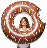 Floatie Kings: Chocolate Frosted Donut Pool Float | Giant Premium Inflatable, Summer Pool or Beach Fun, Strengthened PVC Fabric, Includes Patch Kit
