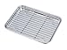 TeamFar 18/8 Stainless Steel Toaster Oven Tray Pan and Rack Set, Compact Size 7’’x9’’x1’’, Non Toxic & Healthy, Heavy Duty & Easy Clean, Dishwasher Safe