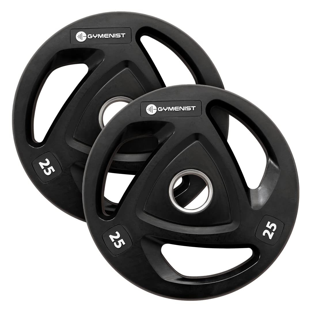 Photo 1 of *HEAVY* Premium Olympic Rubber Coated Metal Weight Plates for Men and Women – Durable Non Slip Grip and Long-Lasting Weights Plate Gym Sets For Home and Commercial Use (25 Lb Pair)