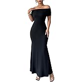 Floerns Women's Off The Shoulder Maxi Dress Cut Out Back Fishtail Bodycon Formal Dresses