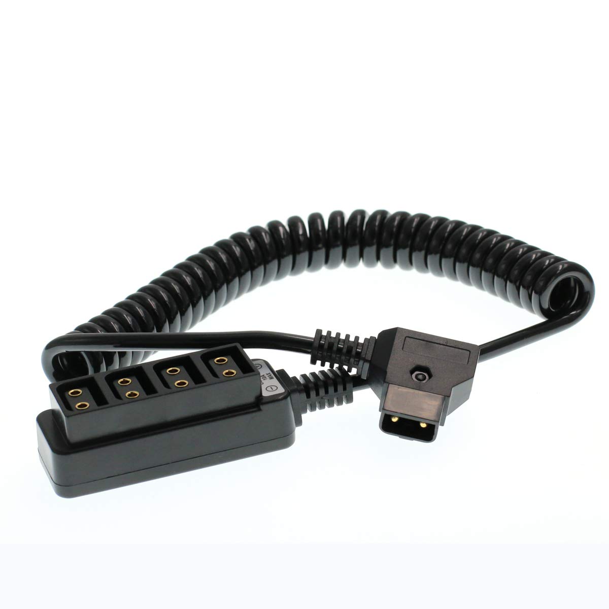 Eonvic Male D-tap B to 4-Port Female D-Tap P-Tap Hub Adapter Splitter Coiled Cable For Photography Power