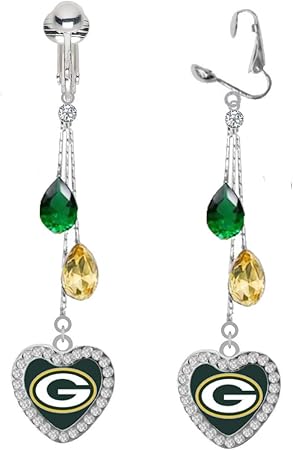 Amazon Com Green Bay Drop Earrings Clip On Clothing