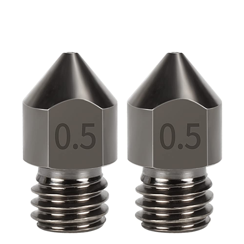 DollaTek 2Pcs MK8 Nozzle Hard Steel 1.75mm Consumables Hardened Steel Wear Resistant - 0.5mm