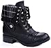 JJF Shoes H-7 Black Plaid Military Combat Foldable Cuff P-Leather Zipper Lace Up Boots-8
