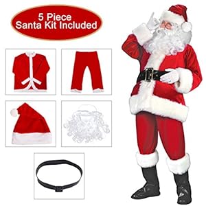 Besteamer Santa Claus Christmas Suit Costume Set For Party Cosplay Red
