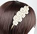 Beige Great Gatsby/Flapper Inspired Fashion Headband/Hairband Flower Design with Faux Pearls & Rhinestones