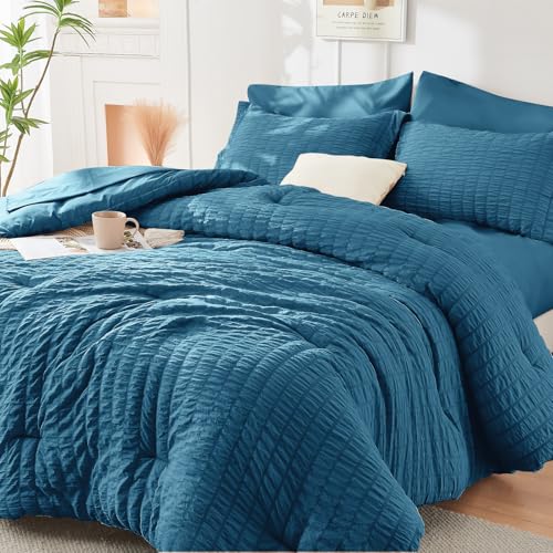 HYMOKEGE Oversized King Seersucker Comforter Set