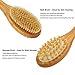 Scheam Bamboo Bath Brush for Back Scrubber with Long Handle and Scrubbing Exfoliating Gloves