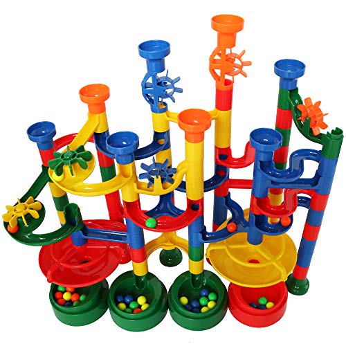 BMAG Marble Run Set for Kids, Marble Race Track , Marble Maze Game Toys, STEM Construction Building Set 112PCS - Thumbnail 3