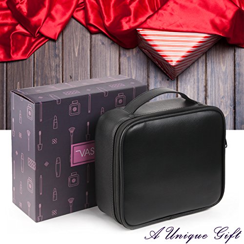 Vasker Waterproof Leather Travel Makeup Bag Widest