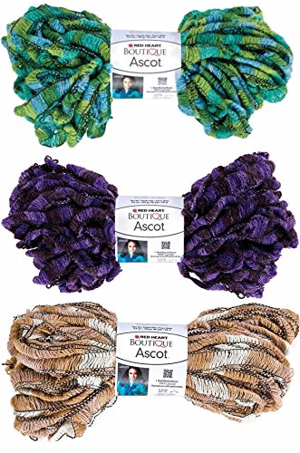 Red heart ascot boutique yarn 3 bundle lot 3 colors puc…