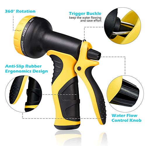 Caferria Garden Hose Expandable Water Hose 75ft Lightweight 3/4" Solid Brass Fittings Extra Strength Fabric Triple Latex Core Flexible Hose with 9 Mode Spray Nozzle for Lawn Plants Car Washing (Black)