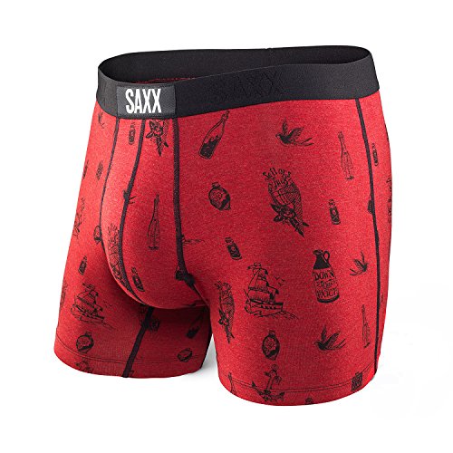 SAXX Men's Underwear-VIBE BOXER MODERN FIT-RED LUCKY SAILOR-XXL