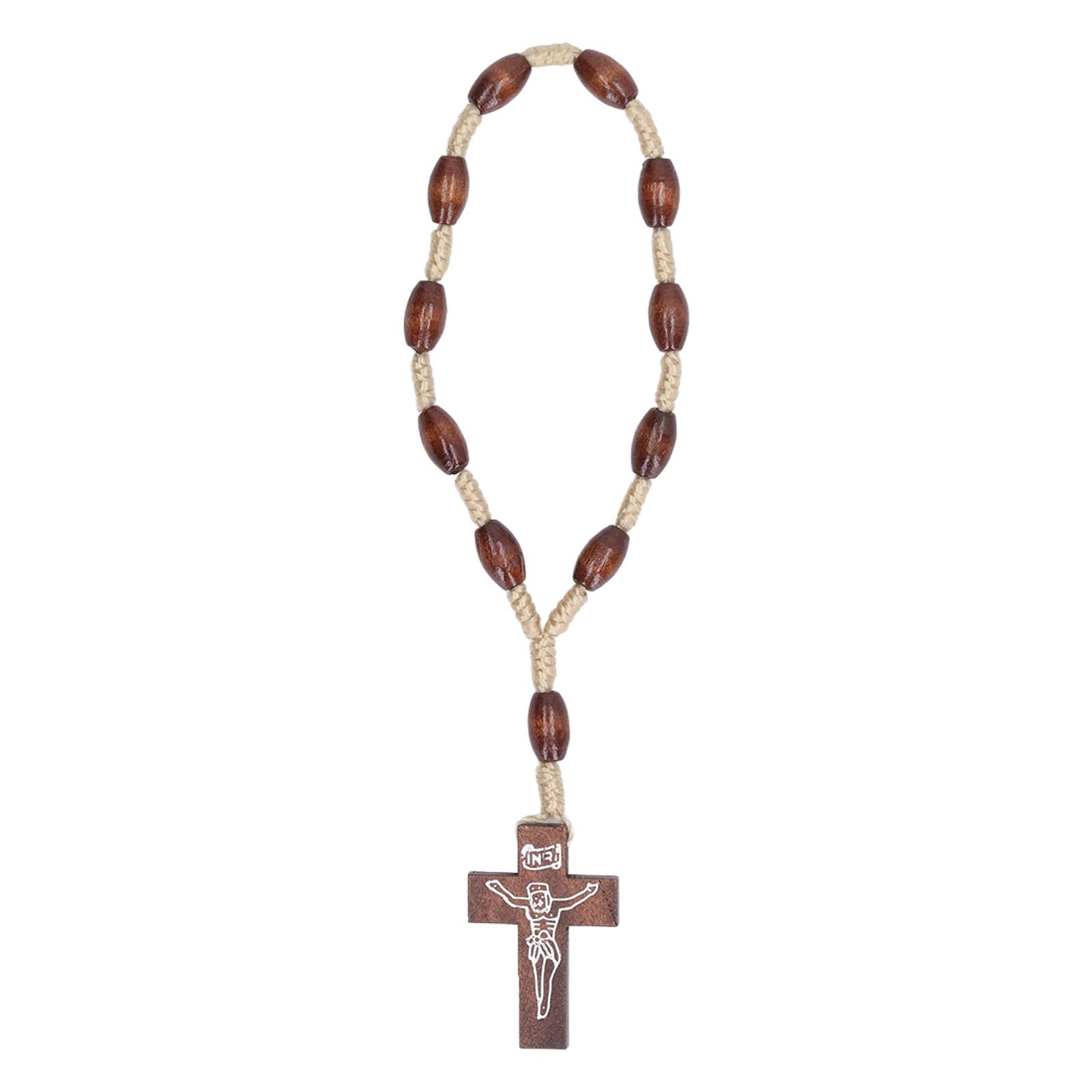 Tumnea Wooden Rosary Small Portable Strong Wood Crucifix Style Hand Carved Catholic Rosary for Baptism Cathedral