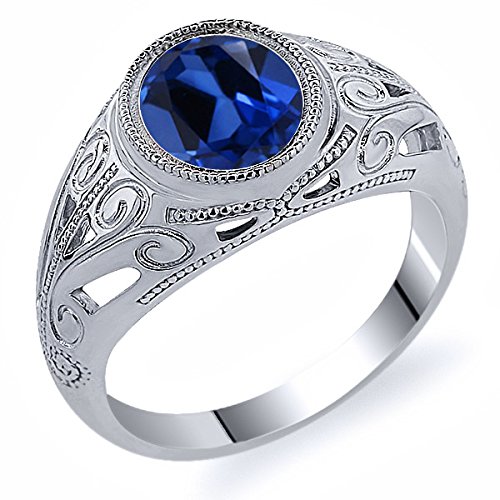 6.13 Ct Oval Blue Created Sapphire 925 Sterling Silver Men's Ring