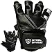 Steel Sweat Workout Gloves - Best for Weightlifting Gym Fitness Training and Crossfit – Made for Men and Women who Love Lifting Weights and Exercise - Leather SCARR Black Medium