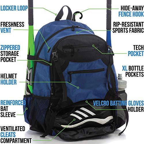 baseball backpack with helmet holder