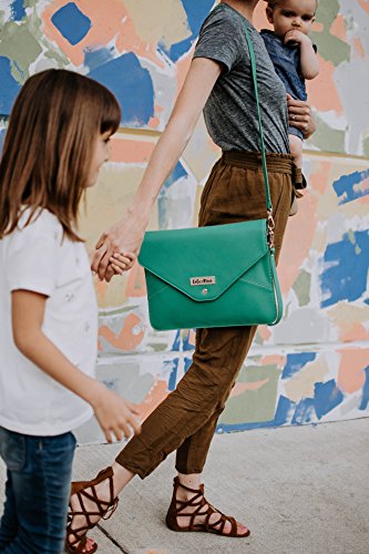 Diaper Changing Clutch - Cushioned Pad + Wipes Case + Drawstring bag in Emerald