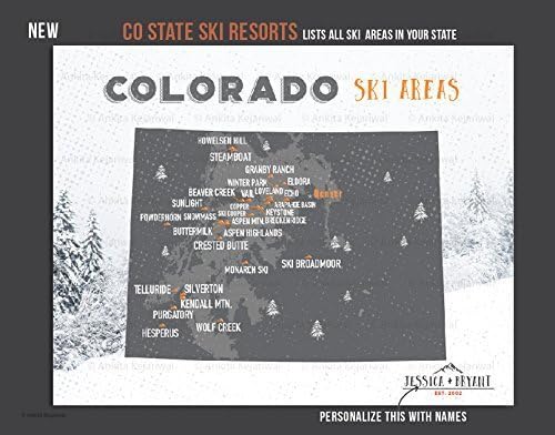 Ski Resorts of Colorado, 11x14 Inches, Print, Personalized, CO State Print