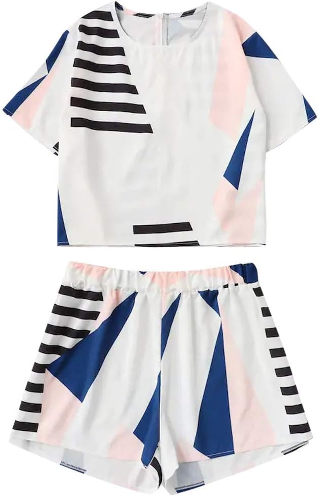 Women Rompers Chiffon Floral Print Crop Tops Shorts Two Piece Outfits Beach Jumpsuit for Teen Girls
