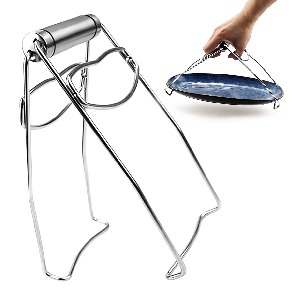 DOERDO Kitchen Folding Hot Dish Plate Clip Plate Stainless Steel Tongs Bowl Clips for Kitchen Home Restaurant Cooking
