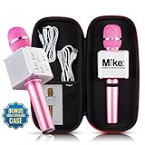 Wireless Microphone Karaoke Mic Amplifier Machine Bluetooth Handheld Portable Broadcast, Present, Youtube Songs Connect Android, Apple & Computers – By Karaoke-Mike(Pink)