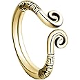 OAKKY Men's Stainless Steel Vintage Sun Wukong Monkey King Golden Hoop Amulet Open Warp Ring