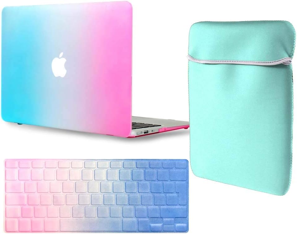 FINDING CASE MacBook White Unibody 13 inch A1342,Matte Hard Case Cover Shell & Keyboard Skin (EU) & NEOPRENE Sleeve Bag Cover ONLY Compatible White Unibody MacBook 13.3 “ Rainbow