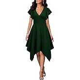 WOOSEA Women's Deep V Neck Formal Dress Hem Asymmetrical A Line Party Cocktail Dress