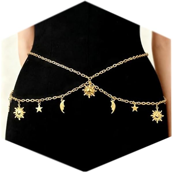 Gold‎ Tone Metal Chain Waist Belt Charm Up To 45\