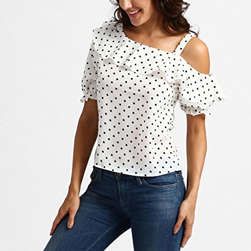 Pocciol Women Favorite Tops, 2018 Newly Women Soft Chiffon Lace Short Sleeve T Shirt Splice Crop Casual Top Blouse (Newly Love-K, XL)