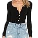 Fancyqube(TM) Women's Deep V Neck Long Sleeve Bodycon Jumpsuits Bodysuits Black S