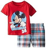 Disney Baby-Boys' Mickey Plaid Short Two-Piece Set