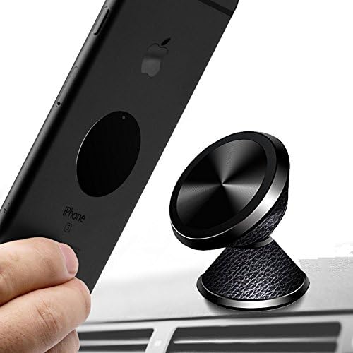 Kresdy Magnetic phone car mount, 360° Rotation Magnetic Dashboard Cell Phone Holder for iPhone 8 Plus/X/7/7P/6s, Galaxy S6/S7/S8/S9, Google, LG, HUAWEI, Smartphone GPS(Leather Black)