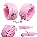 Yistore Soft Comfortable Fur Leather Handcuffs, Faux Soft Suede Leather Whips, Velvet Cloth Blindfold Eye Mask for Couples Role Play Sex Play Kit Pink