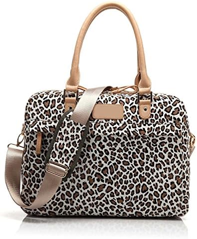 Soter® Leopard with handle Style Canvas Fabric Laptop /Notebook Computer /Notebook/ Macbook / Ipad/tablet/ Macbook Pro / Macbook Air Sleeve Case Bag Cover Handbag (15 inch, white Leopard)